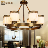 简约现代中式吊灯 西班牙云石圆筒全铜灯具 东南亚客厅餐厅书房灯