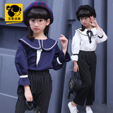 女童春秋季2016新款套装中大童娃娃领儿童休闲韩版长袖时尚两件套