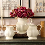 陶瓷简约现代奶白色插花器家居客厅工艺饰品摆件可装水培奶壶花瓶