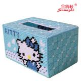 新款3D十字绣客厅纸巾盒立体绣毛线丝带抽纸盒汽车卧室B06小猫