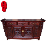 实木三联柜餐边柜复古明清仿古中式古典老榆木储物柜红木色玄关柜