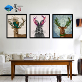 diy数字油画三联风景现代简约手绘大幅麋鹿自己填色画客厅装饰画