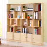 全实木书柜松木书架自由组合 收纳柜带门儿童柜子简易书橱储物柜
