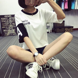 韩国ulzzang宽松刺绣字母短袖T恤女夏季学生BF原宿风大码半袖女装
