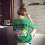 2016夏季新款女装韩国个性潮流卡通宽松短袖T恤原宿bf风韩版绿色