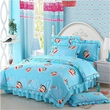 韩版纯棉卡通儿童床裙床罩四件套床上用品全棉1.2米1.5m1.8男女孩