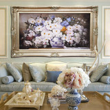 油画装饰画客厅欧式花卉雅白现代时尚沙发背景画餐厅卧室有框画