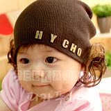 韩国生产正品代购韩版-百天婴儿女童宝宝公主假发可爱护耳胎帽子