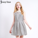 杰西莱jessy line2016夏装新款杰茜莱正品波点拼接条纹显瘦连衣裙