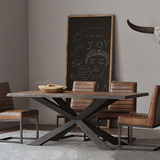 美式铁艺复古餐桌简约现代实木家具小户型餐桌长方形办公桌会议桌
