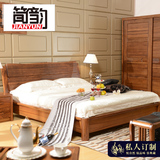 简韵 全实木床现代简约家具新中式床1.8米高箱双人定制乌金木大床
