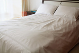 纯白色双人单件床单式被套四件套简约全棉纯棉1.5/1.8m米家纺