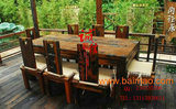 老船木家具餐桌餐椅实木整套桌椅组合中式长方形餐台直销