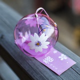 2个包邮/粉樱花风铃 日式和风彩绘 创意玻璃工艺品生日礼物品挂件