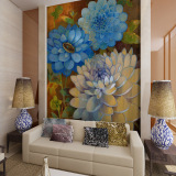 玄关客厅卧室墙纸背景墙布咖啡店壁画西餐厅壁纸欧式油画梵高花卉