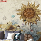 壁画手绘油画花卉装饰设计无缝个性卧室客厅影视墙壁纸定制背景墙