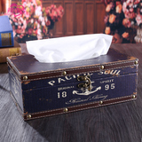 木质皮革纸巾盒创意家用欧美式抽纸盒复古餐厅餐巾纸盒纸抽盒车用