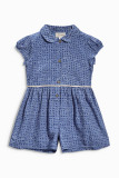 英国NEXT 正品代购15年冬季新款 女童蓝色几何图案印花短袖连身裤