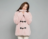 2015韩国代购Chuu冬新款韩版加厚毛绒绒中长款高领立领女大衣外套