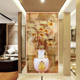 中式3D壁画 玄关墙纸壁纸 过道走廊立体浮雕背景 平安花瓶玉瓶