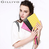 Gillivo/嘉里奥2016新款女式欧美时尚化妆包铆钉零钱包信封手拿包