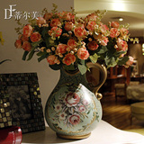 包邮！美式手绘陶瓷花瓶家居客厅茶几装饰摆件欧式工艺品花插花器