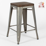 铁皮凳 现代高脚长腿金属酒吧椅吧台凳 loft现代工矿风做旧铁凳子