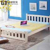 全实木床单人儿童床白色成人床1.8米双人床1.5松木床1.2简约 包邮
