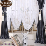 意大利丝绒布料纯色高档客厅欧式窗帘卧室简约现代成品遮光灰色纱