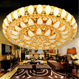金色水晶灯大气吸顶灯聚宝盆欧式客厅餐厅灯led圆形卧室酒店灯具