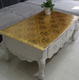 茶几桌布垫金色软质玻璃 PVC免洗餐桌布不透明台布带花 电视柜