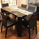 餐桌椅组合4 6人橡木实木贴皮长方形西餐桌 简约现代小户型吃饭桌