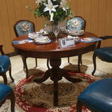 欧式餐桌 简约圆形餐台 美式实木饭桌椅组合 1.5米吃饭桌子 圆桌