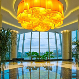 中式布艺灯具祥云彩餐厅客厅会所酒店大堂吸顶灯创意定做工程吊灯
