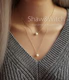 Shaw手工 美国进口14K包金 天然淡水珍珠 单颗 珍珠 项链 锁骨链