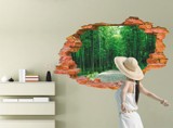 创意时尚个性3D立体卧室贴纸墙贴背景环保pvc自粘墙纸仿真风景