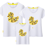 亲子装夏装母子装大码一家三口2016新款大黄鸭母女装全家短袖T恤
