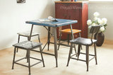 美式铁艺做旧餐厅桌椅loft复古休闲咖啡厅桌椅组合创意餐桌椅
