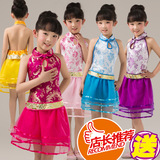 六一节儿童演出服表演服 夏季露背无袖蓬蓬纱裙女童舞台服套装