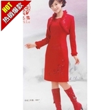 2015年冬装中式女士唐装羊毛尼红色旗袍新娘装敬酒服结婚礼服9861