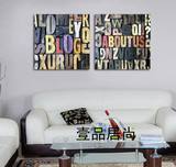 抽象英文字母无框画 油画布帆布挂画 客厅卧室玄关厨房配画120805