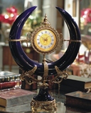 55折现货D 镜面蓝釉陶瓷镶铜 壁炉 玄关 边框  摆件 座钟 台钟