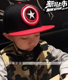 韩国代购儿童美国队长帽子 男童街舞女童棒球帽平沿帽宝宝嘻哈帽