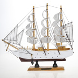 创意男孩窗台卧室摆件 生日礼物木制帆船一帆风顺 工艺船商务礼品