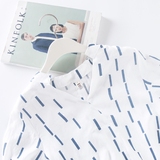 伍月2016夏季新款韩版宽松短袖衬衫女棉麻条纹立V领白衬上衣女装