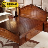 美式实木床1.5 1.8米美式乡村双人床欧式小户型储物床韩式简约床