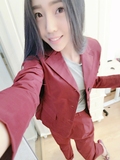 松鼠家做客 2016秋款酒红大裆裤西装套装个性设计女装套装