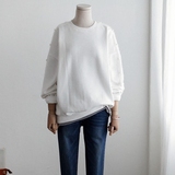 k926韩国进口加绒纯色袖子钉珠个性设计感欧美简约宽松套头卫衣女