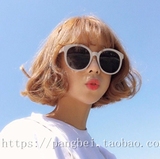 明星款网红大金同款大框圆形女士太阳镜韩国复古圆脸白色墨镜