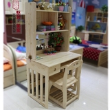 儿童写字台书台书架一体 小型电脑桌家用写字台 儿童简易台式松木